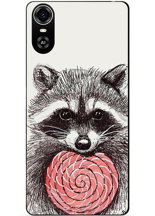 Силиконовый бампер чехол для zte blade a31 plus с рисунком енот