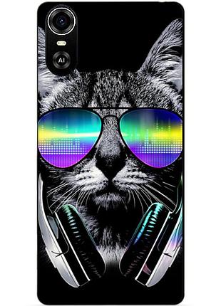 Силиконовый бампер чехол для zte blade a31 plus с рисунком кот в очках