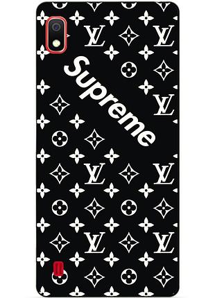 Бампер силіконовий чохол для samsung a10 з малюнком supreme lv на чорному тлі