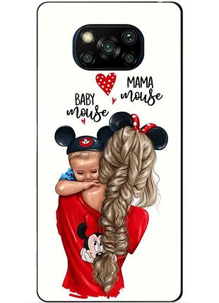 Силиконовый бампер чехол для xiaomi poco x3 с рисунком мама и малыш