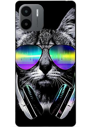 Силиконовый бампер чехол для xiaomi redmi a1/a2 с рисунком кот в очках