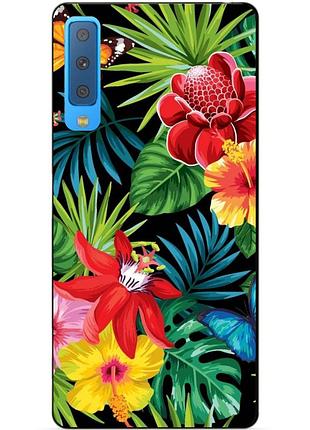 Бампер силиконовый для samsung a7 2018 galaxy a750 с рисунком райские цветы