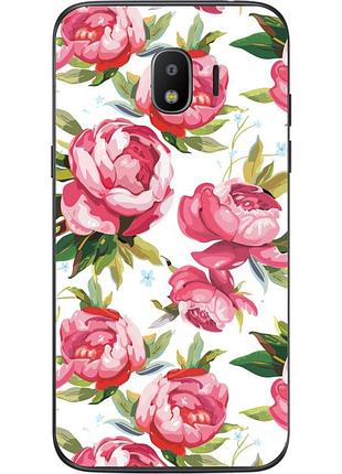 Бампер силиконовый для samsung j4 galaxy j400 с рисунком пионы