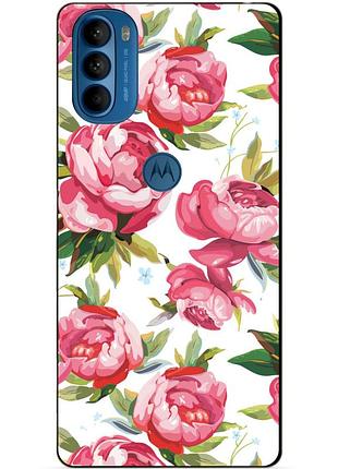 Силиконовый чехол бампер для motorola moto g31 с рисунком пионы цветы