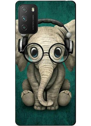 Силіконовий бампер чохол для xiaomi poco m3 з малюнком слоник
