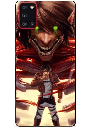 Силиконовый бампер чехол для samsung a31 с аниме attack on titan