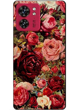 Силиконовый чехол бампер для motorola edge 40 с рисунком красные розы цветы