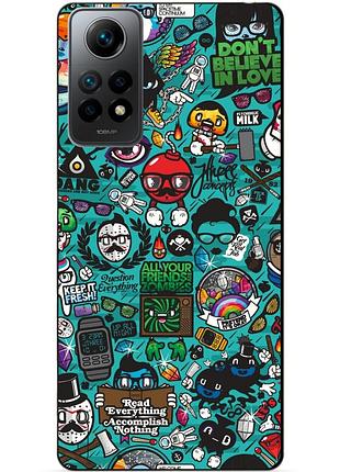 Силиконовый бампер чехол для xiaomi redmi note 12 pro с рисунком стикеры
