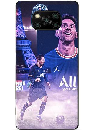 Силиконовый бампер чехол для xiaomi poco x3 с рисунком messi psg