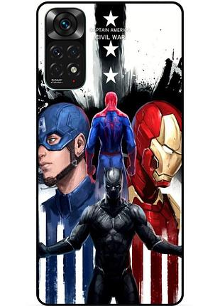 Силиконовый бампер чехол для xiaomi redmi note 11s / note 11 с рисунком marvel марвел человек паук