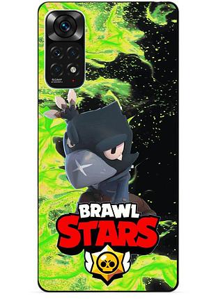 Силиконовый чехол бампер для xiaomi redmi note 11s / note 11 с героем бравл ворон