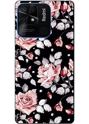 Силиконовый бампер чехол для xiaomi redmi 10c с рисунком розы