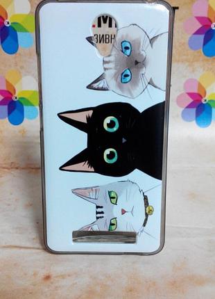 Силиконовый чехол бампер для xiaomi redmi note 2 с рисунком коты