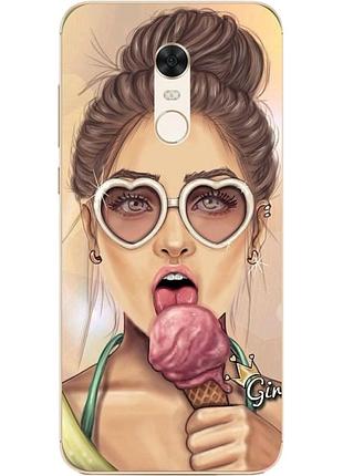 Чехол силиконовый бампер для xiaomi redmi 5 с рисунком мороженное