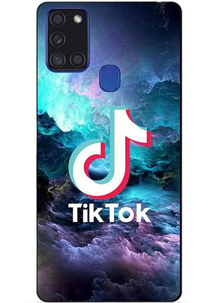 Силиконовый бампер чехол для samsung a21s с рисунком tik tok