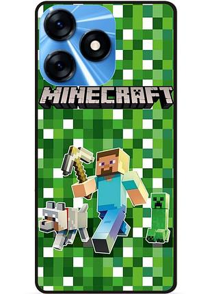 Силіконовий чохол бампер для tecno spark 10 стів minecraft кріпер майнкрафт