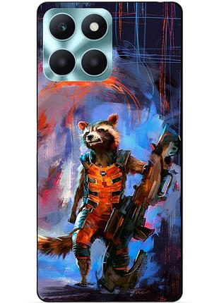 Чехол силиконовый бампер для huawei honor x6a с рисунком енот ракета стражи галактики