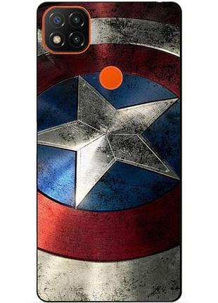 Чехол силиконовый бампер для xiaomi redmi 9c с рисунком капитан америка супергерой marvel