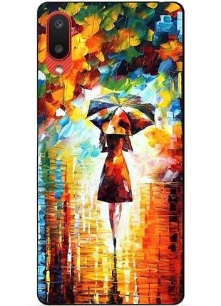 Силиконовый бампер чехол для samsung a02 galaxy a022 с рисунком прогулка