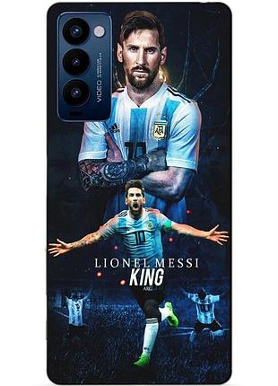 Силиконовый бампер чехол для tecno camon 18p с рисунком messi аргентина