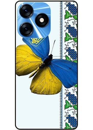 Силиконовый чехол бампер для tecno spark 10 с рисунком бабочка украина мотылек