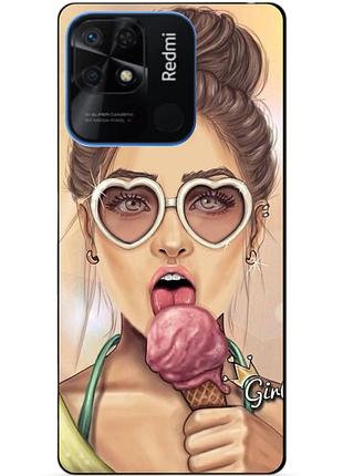 Силиконовий бампер чехол для xiaomi redmi 10c з рисунком морожене