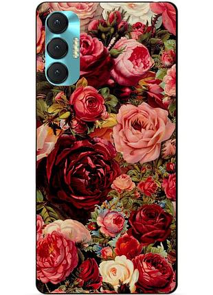 Силиконовий бампер чохол для tecno spark 8p з рисунком червоні рози