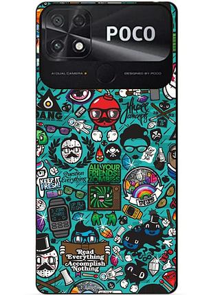 Силіконовий бампер чохол для xiaomi poco c40 з малюнком стикери