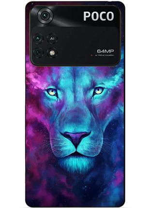 Силиконовый бампер чехол для xiaomi poco m4 pro 4g с рисунком космический лев