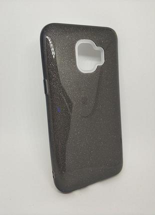 Чехол с блестками для samsung j2 core galaxy j260 черный