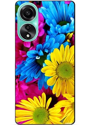 Силиконовый чехол бампер для oppo a78 с рисунком хризантемы цветы