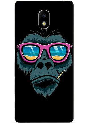 Силиконовый чехол бампер для samsung j5 2017 galaxy j530 с рисунком обезьяна в очках