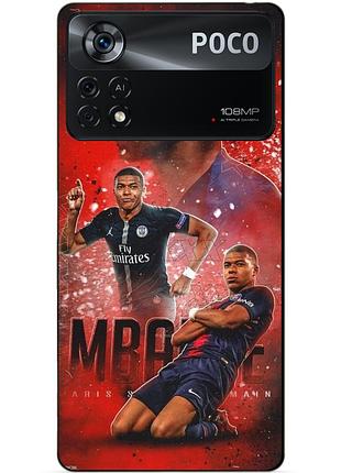 Силиконовый бампер чехол для xiaomi poco x4 pro 5g с рисунком мбаппе psg