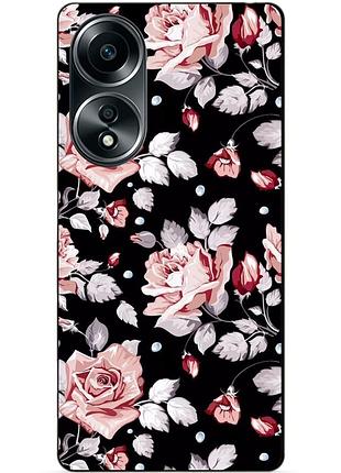 Силіконовий бампер чохол для oppo a58 з малюнком троянди квіти