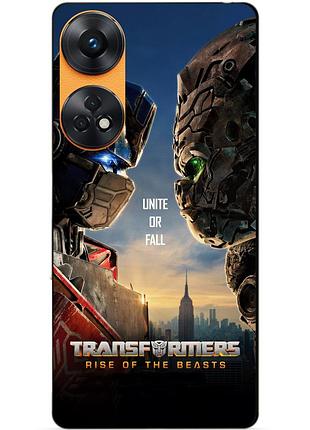 Силиконовый бампер чехол для oppo reno 8t с рисунком трансформеры звероботы transformers