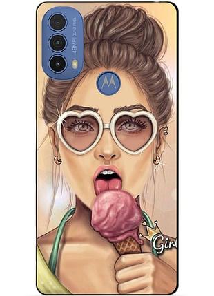 Силиконовый чехол бампер для motorola moto e20 с рисунком мороженое