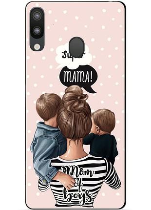 Силиконовый чехол для samsung m20 с рисунком mom of boys