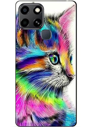 Чехол силиконовый бампер для infinix smart 6 с рисунком акварельный кот