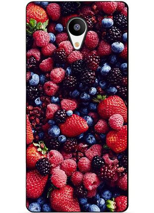 Чехол силиконовый бампер для meizu m3s с рисунком ягоды