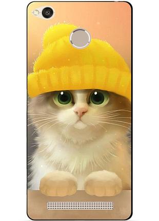 Силіконовий чохол бампер для xiaomi redmi 3s 3 pro з малюнком котик в шапці