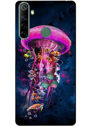 Силиконовый чехол бампер для realme 6i с рисунком медуза