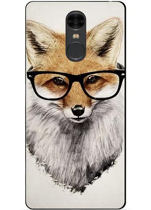 Силиконовый чехол бампер для xiaomi redmi note 4 с рисунком лиса
