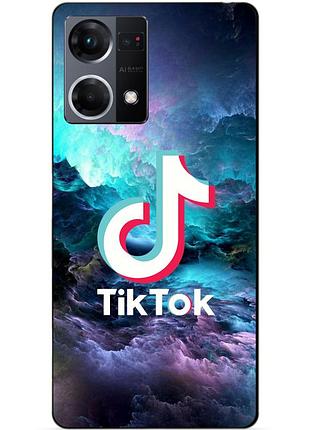 Силиконовый чехол бампер для oppo reno 7 с рисунком tik tok тик ток