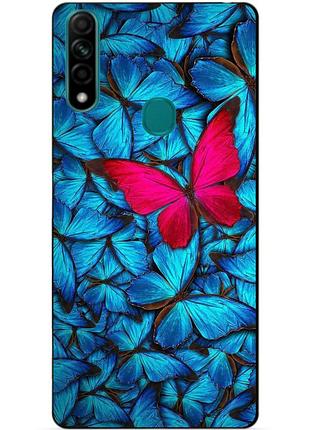 Силиконовый бампер чехол для oppo a31 с рисунком мотыльки