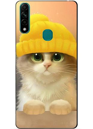 Силиконовый бампер чехол для oppo a31 с рисунком котик в шапке