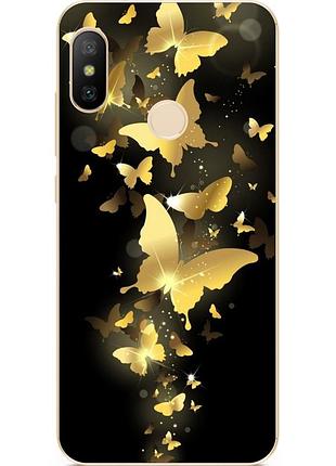 Чохол силіконовий бампер для xiaomi redmi note 5 з малюнком золоті метелики
