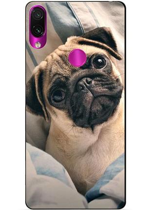 Чехол силиконовый бампер для xiaomi redmi note 7 с рисунком мопс