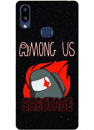 Силиконовый бампер чехол для samsung a10s galaxy a107f с рисунком сабатаж among us