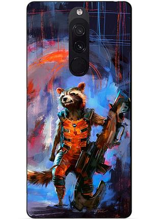 Силіконовий чохол бампер для xiaomi redmi 8 з малюнком реактивний єнот