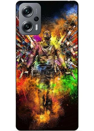 Силиконовый бампер чехол для xiaomi poco x4 gt с рисунком воин